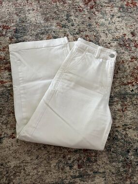 Everlane White High-Rise Wide Leg Crop Jeans